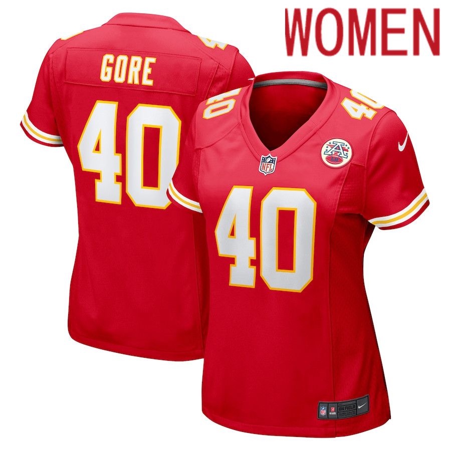 Women Kansas City Chiefs #40 Derrick Gore Nike Red Game NFL Jersey->women nfl jersey->Women Jersey